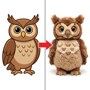 Custom Big Eyed Owl Plush Artwork OEM