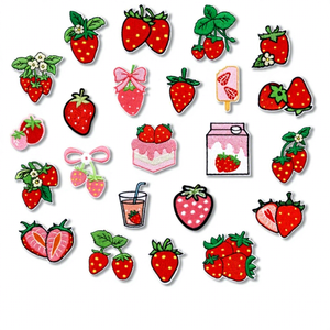 Embroidered Iron-On Strawberry Felt Cloth Patches