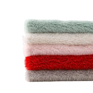 100% Polyester Faux Rabbit Fur Fabric with Golden Yarn