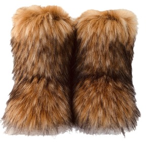 Custom Color Women Winter Snow Faux Raccoon Fur Boots